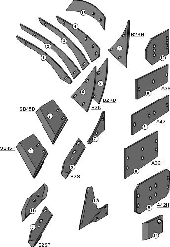 Explosionszeichnung Lemken Pflugkörper Typ US35